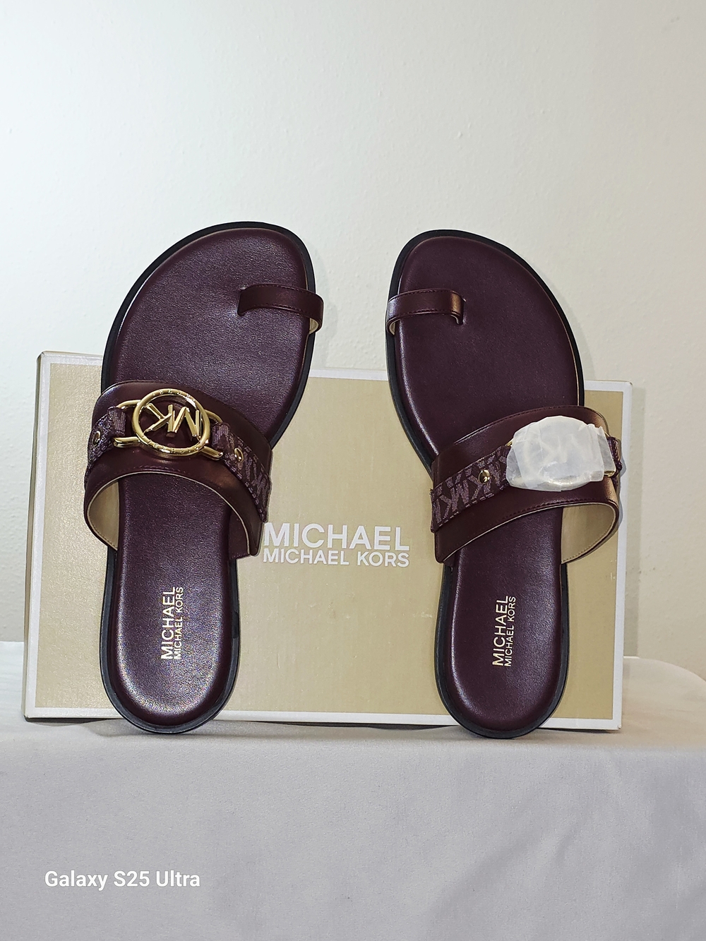MICHAEL Michael Kors Rory Logo Trim Sandals In Merlot Size 7.5M